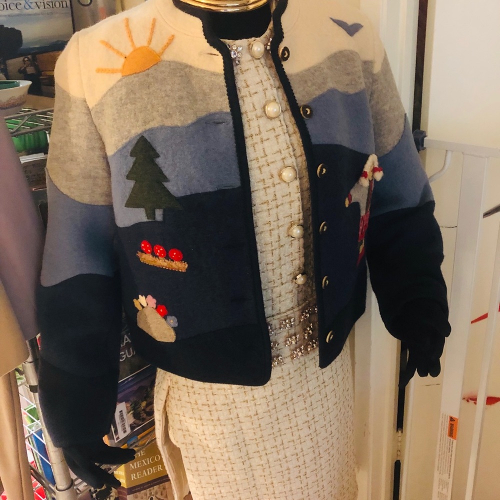 Vintage Lands End Wool Blend Appliquéd Jacket US8